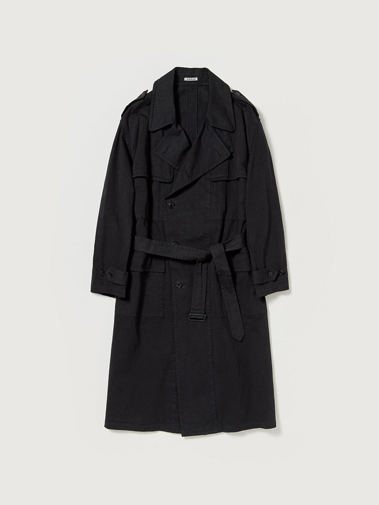 GARMENT-DYED TEXTURED CHINO COAT - BLACK