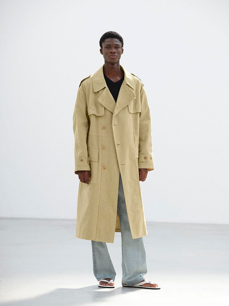 GARMENT-DYED TEXTURED CHINO COAT - BEIGE