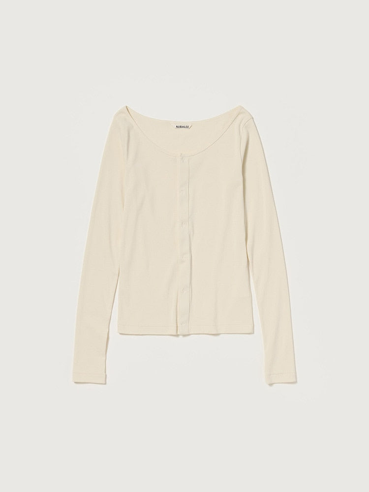 ORGANIC COTTON FINE RIB CARDIGAN - IVORY