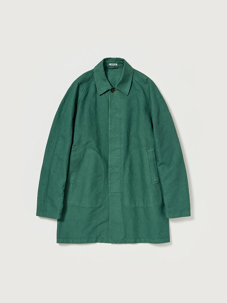 GARMENT-DYED ORGANIC COTTON HEAVY TWILL SHORT COAT - FOREST GREEN