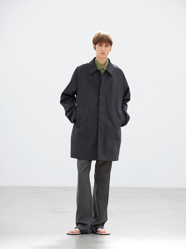 BONDED TROPICAL WOOL SHORT COAT - TOP CHARCOAL