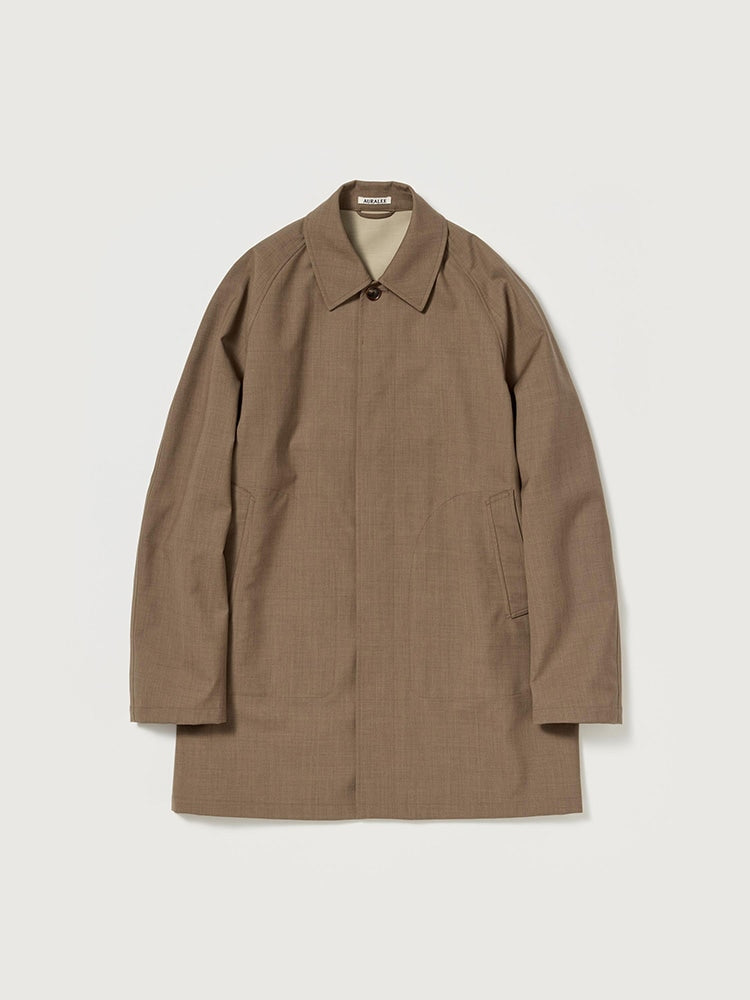 BONDED TROPICAL WOOL SHORT COAT - TOP BROWN