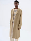 STRUCTURED WOOL GABARDINE HAND SEWN COAT - BROWN BEIGE