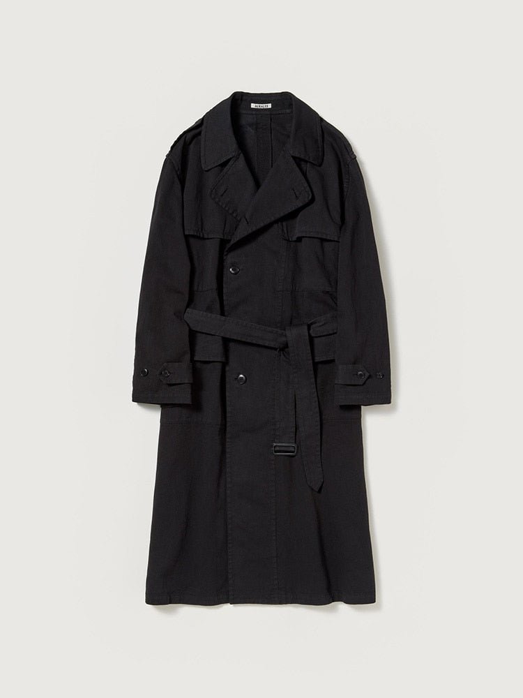 GARMENT-DYED TEXTURED CHINO COAT - BLACK