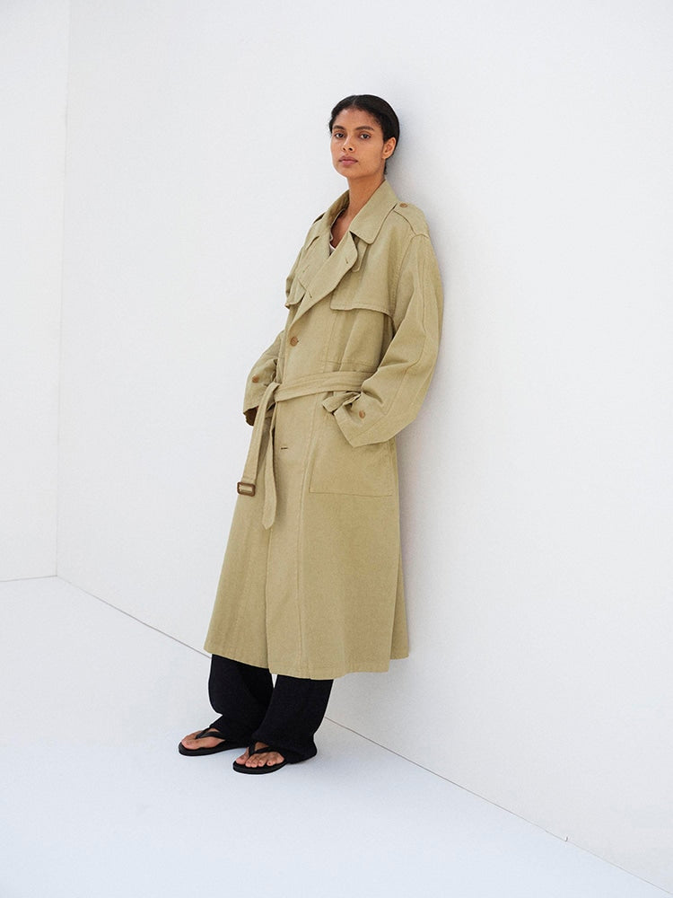 GARMENT-DYED TEXTURED CHINO COAT - BEIGE