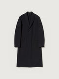 STRUCTURED WOOL GABARDINE HAND SEWN COAT - NAVY BLACK