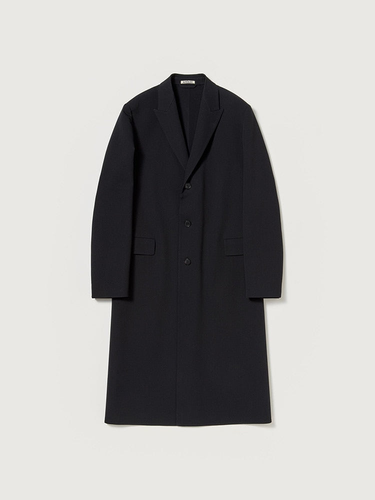 STRUCTURED WOOL GABARDINE HAND SEWN COAT - NAVY BLACK
