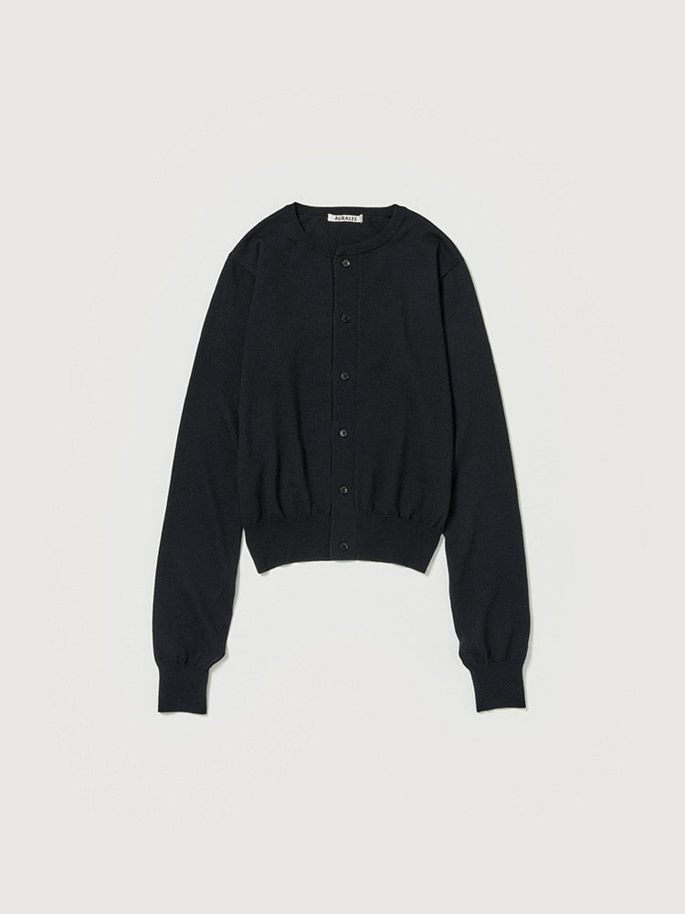 CASHMERE HARD TWIST KNIT CARDIGAN - BLACK