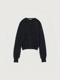 CASHMERE HARD TWIST KNIT CARDIGAN - BLACK