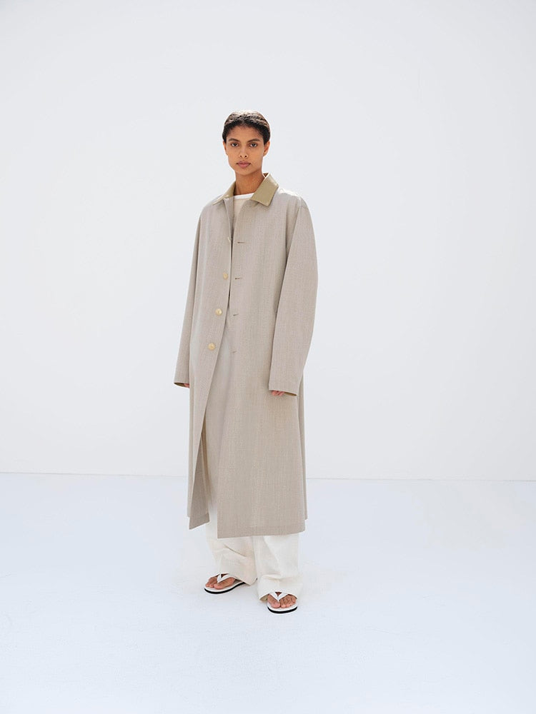 WOOL MAX CANVAS COAT - TOP GRAY BEIGE