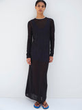 HARD TWIST HIGH GAUGE WOOL SILK KNIT DRESS - BLACK