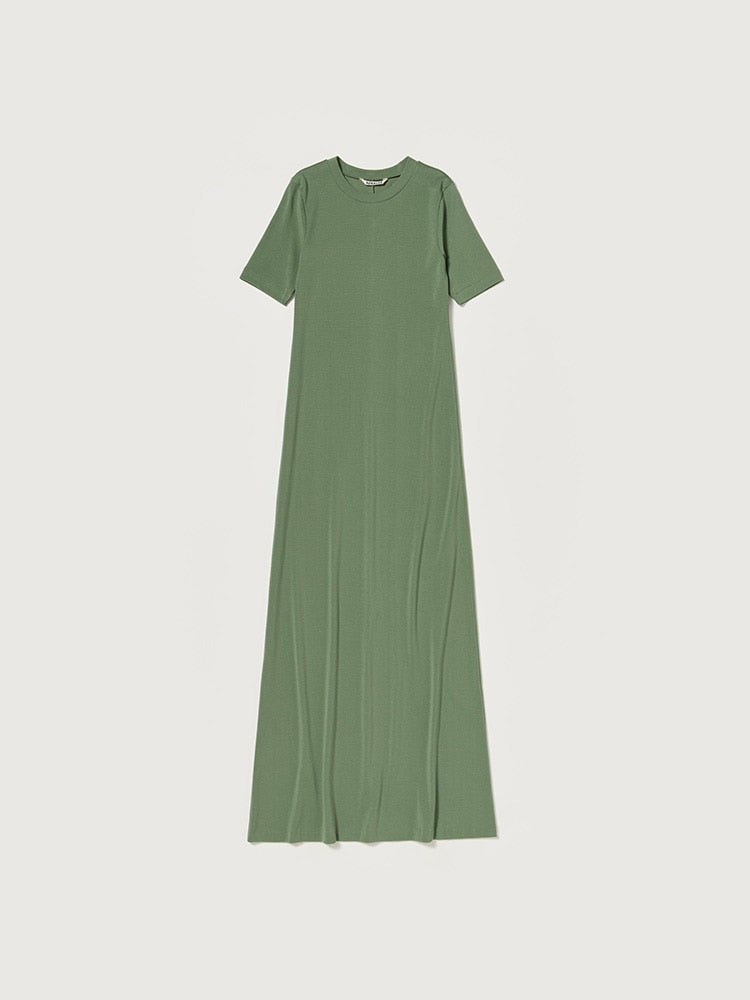 ORGANIC COTTON FINE RIB DRESS - SAGE GREEN