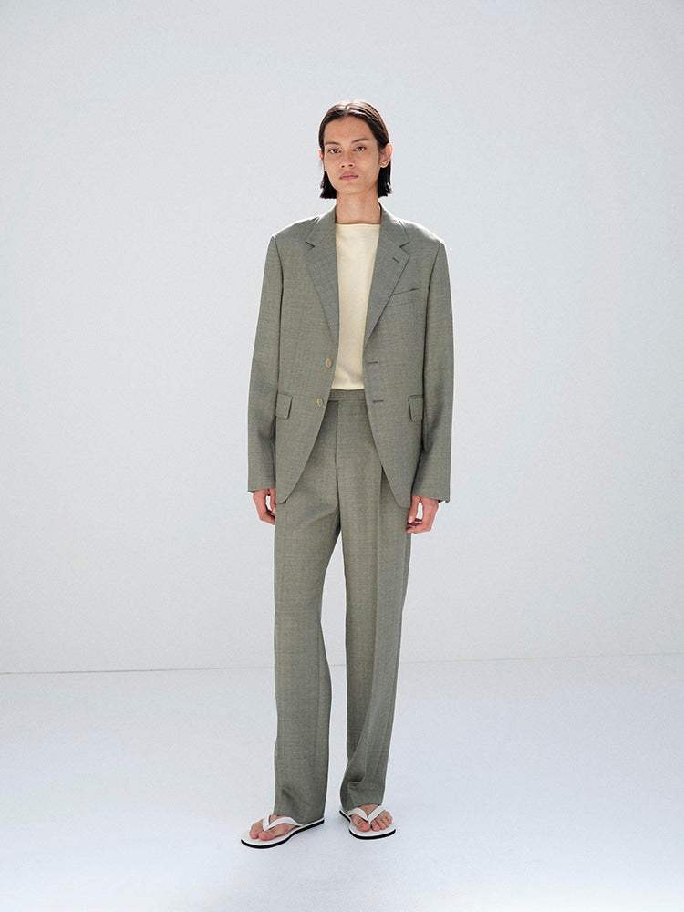 BLUEFACED WOOL JACKET - KHAKI GRAY STRIPE