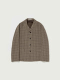 SILK LINEN NEP CHECK JACKET - DARK BROWN CHECK