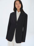 HIGH-TWIST WOOL LINEN TWILL JACKET - BLACK