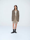 SUPER FINE TROPICAL WOOL CHECK JACKET - TOP BROWN CHECK