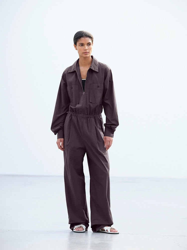 GARMENT-DYED FINX SHUTTLE WEATHER JUMPSUIT - DARK BROWN
