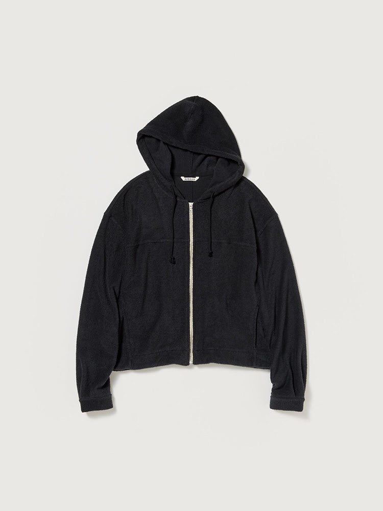COTTON NYLON PILE ZIP PARKA - NAVY