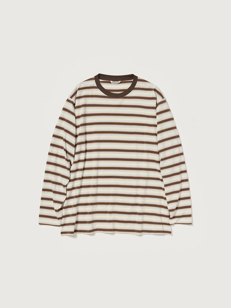 GRADIENT STRIPE JERSEY L/S TEE - FADE BROWN STRIPE