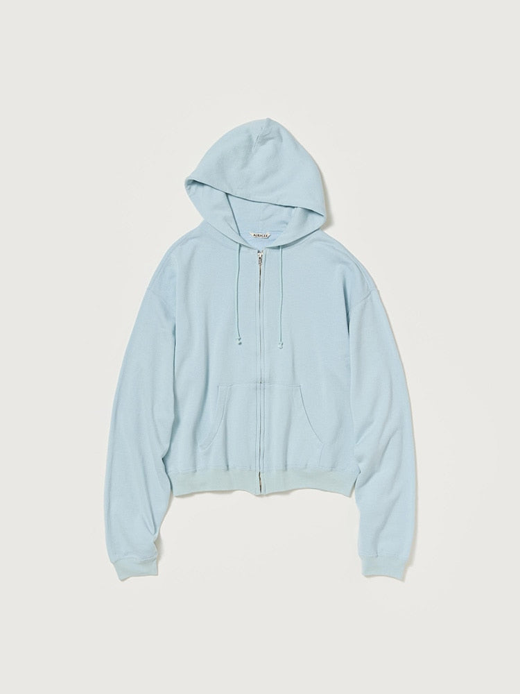 HIGH TWIST LIGHT SWEAT ZIP PARKA - PALE BLUE
