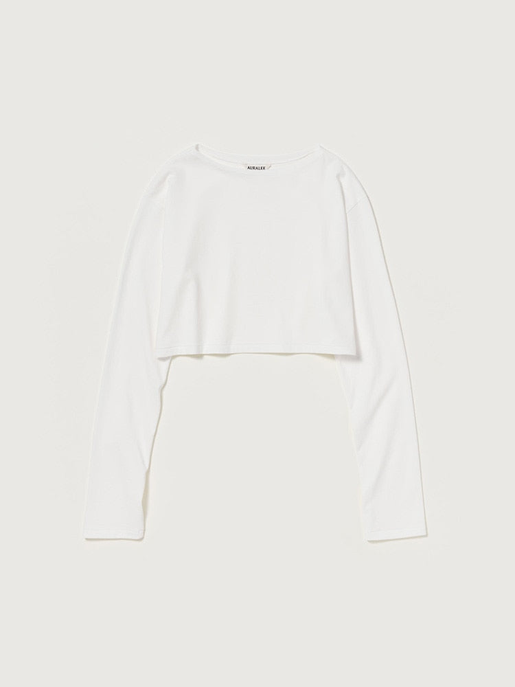 HIGH GAUGE COTTON JERSEY BOAT NECK L/S TEE - WHITE
