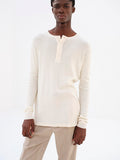 ORGANIC SOFT RIB HENLEY NECK P/O - IVORY