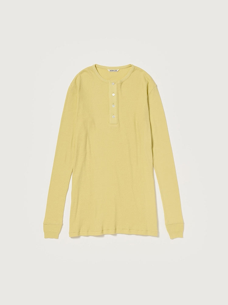 ORGANIC SOFT RIB HENLEY NECK P/O - DUSTY YELLOW