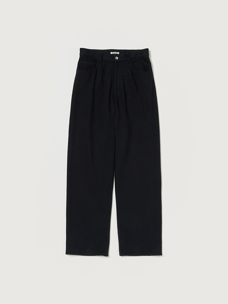 SILK NEP DENIM 5P WIDE PANTS - BLACK