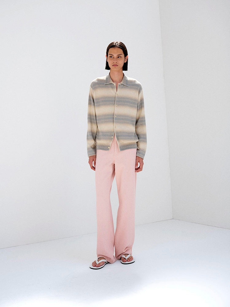 SILK NEP DENIM 5P WIDE PANTS - DUSTY PINK