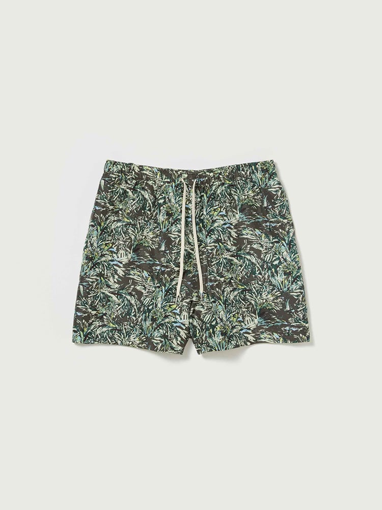 PRINTED AIRY SILK SHORTS - DARK BROWN