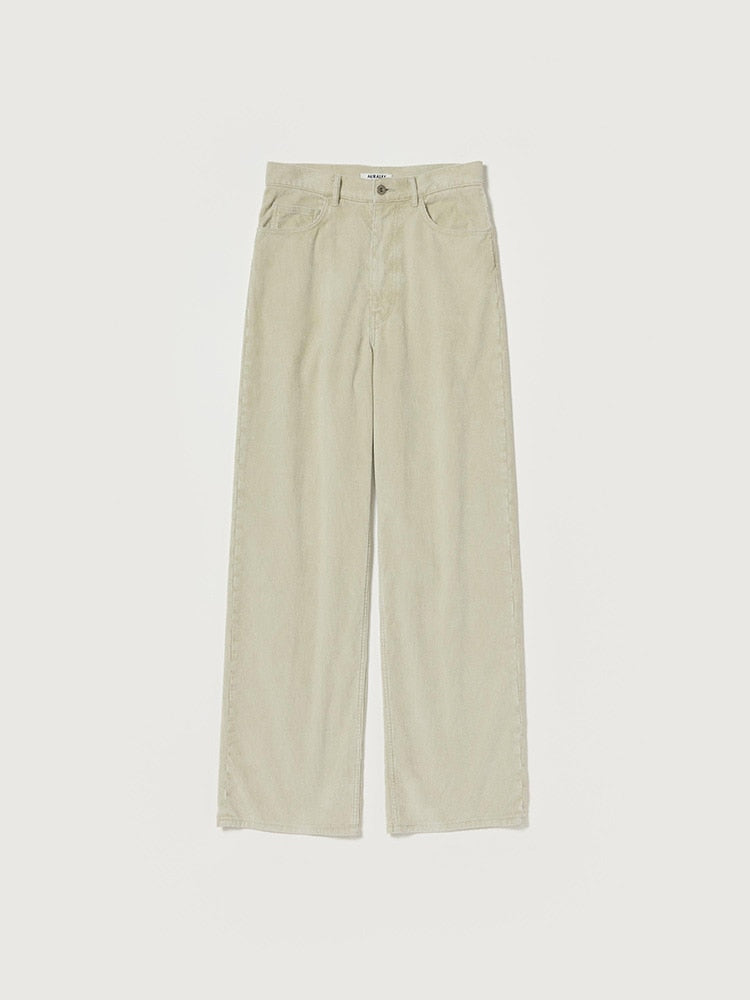 GARMENT-DYED FINX CORDUROY 5P WIDE PANTS - WHITE KHAKI