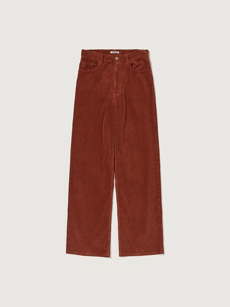 GARMENT-DYED FINX CORDUROY 5P WIDE PANTS - RED BROWN