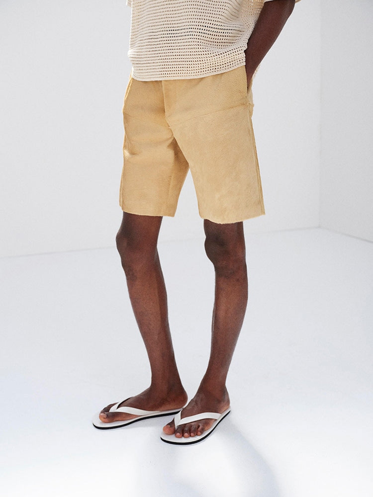 CALF HAIR SHORTS - BEIGE