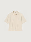 HIGH GAUGE TUSSAH SILK KNIT SKIPPER POLO - IVORY