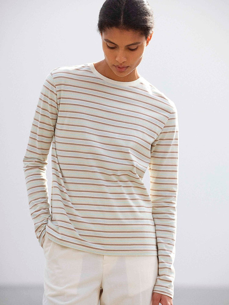 GRADIENT STRIPE JERSEY L/S TEE - FADE MINT STRIPE