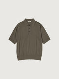 GIZA HIGH GAUGE KNIT POLO - OLIVE GRAY