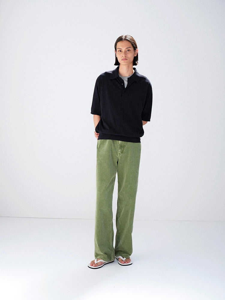 GIZA HIGH GAUGE KNIT POLO - DARK NAVY