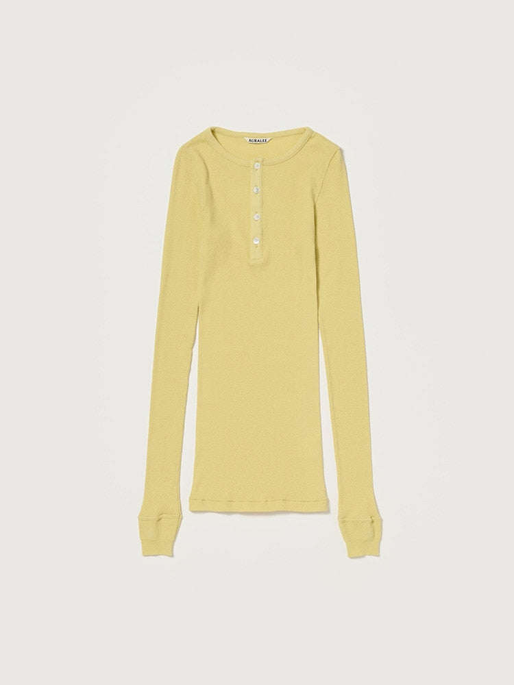 ORGANIC SOFT RIB HENLEY NECK P/O - DUSTY YELLOW