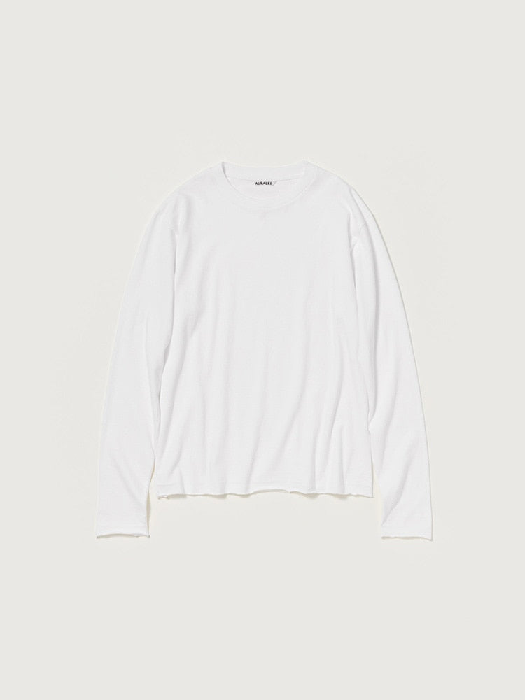 BRUSHED ORGANIC COTTON JERSEY L/S TEE - WHITE