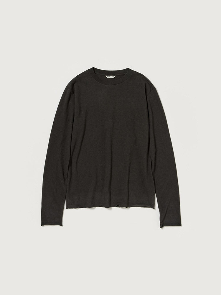 BRUSHED ORGANIC COTTON JERSEY L/S TEE - INK BLACK