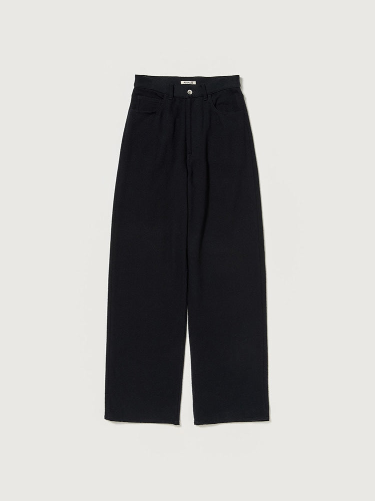 SILK NEP DENIM 5P WIDE PANTS - BLACK