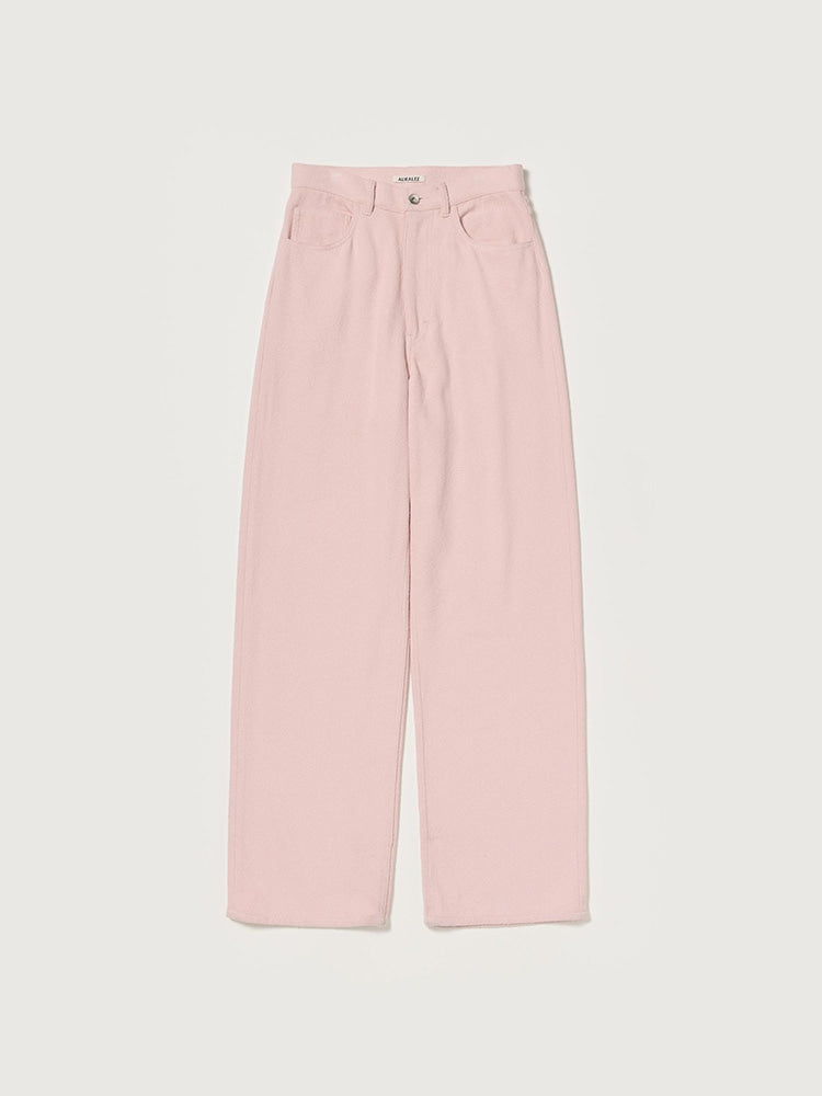 SILK NEP DENIM 5P WIDE PANTS - DUSTY PINK