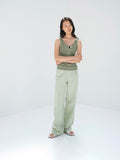 SILKY GRAIN SUEDE DRAWSTRING PANTS - DUSTY MINT