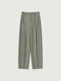 BLUEFACED WOOL TWO-TUCK SLACKS - KHAKI GRAY STRIPE