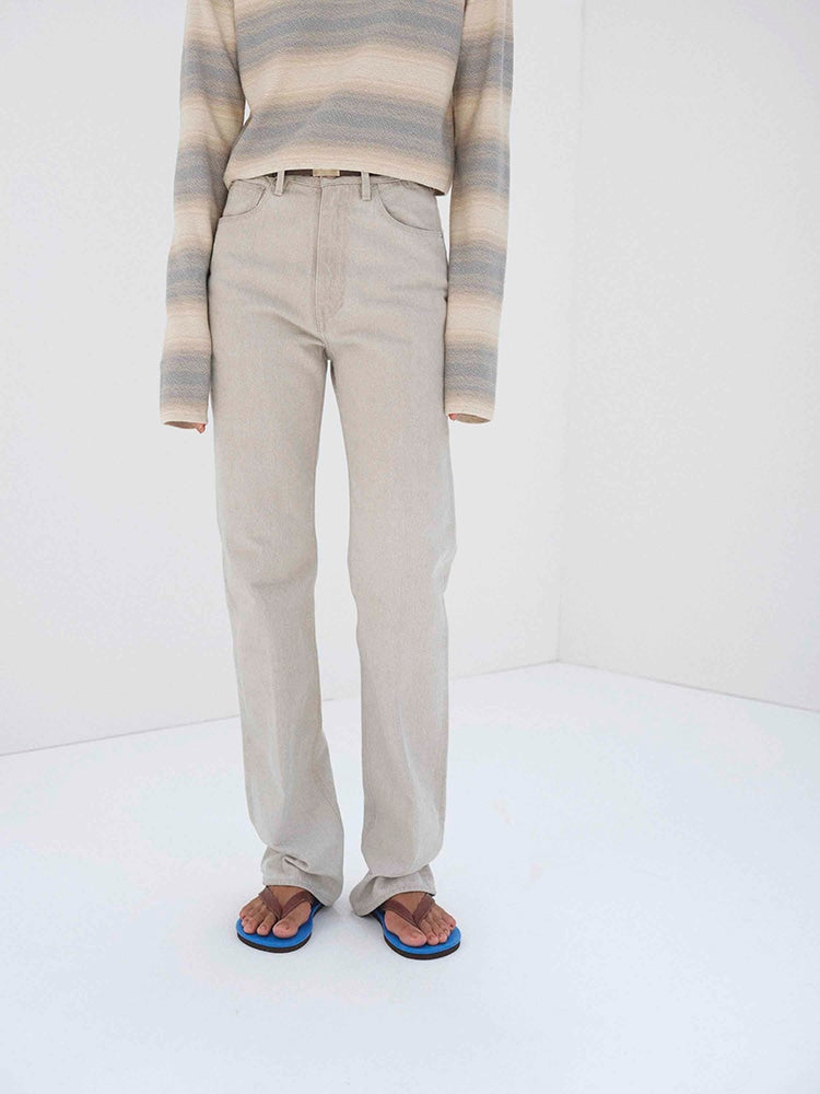 FADED HARD TWIST BROWN DENIM 5P PANTS - LIGHT GRAY