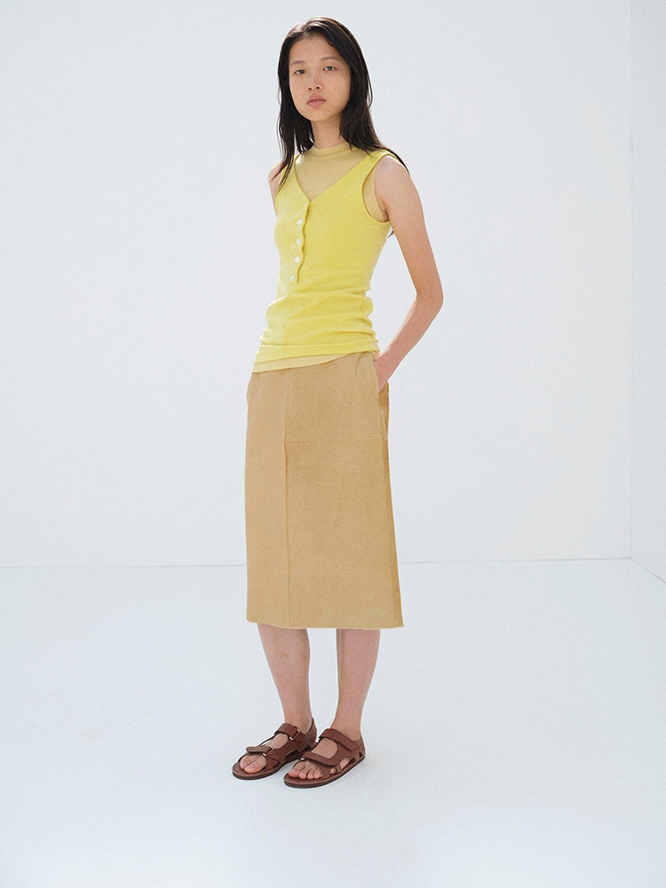 CALF HAIR SKIRT - BEIGE