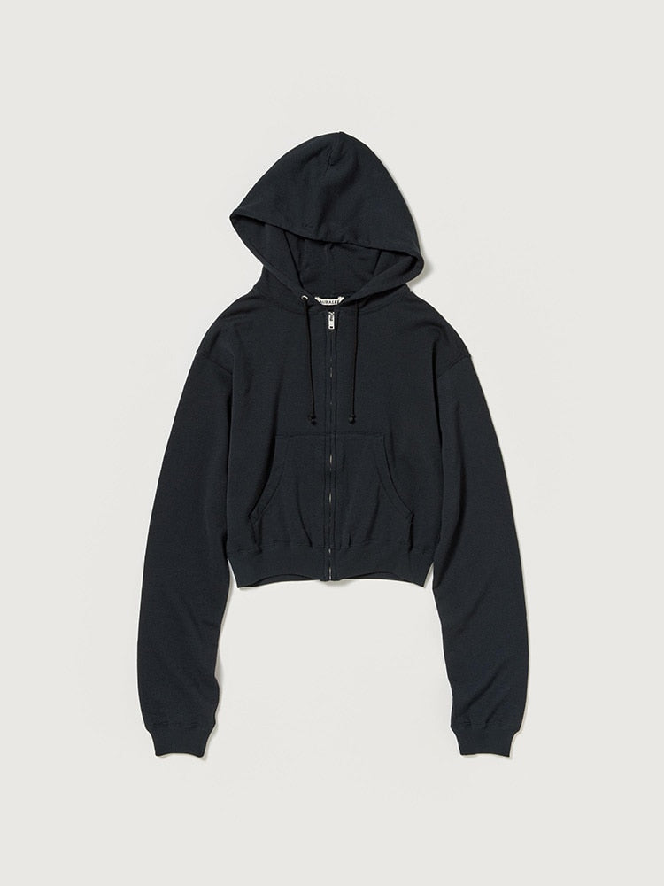 HIGH TWIST LIGHT SWEAT ZIP PARKA - INK BLACK