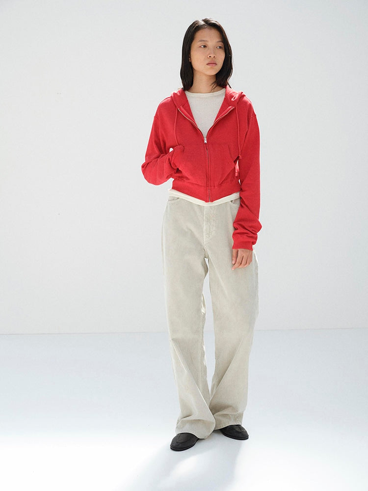 HIGH TWIST LIGHT SWEAT ZIP PARKA - RED