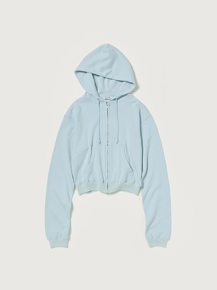 HIGH TWIST LIGHT SWEAT ZIP PARKA - PALE BLUE