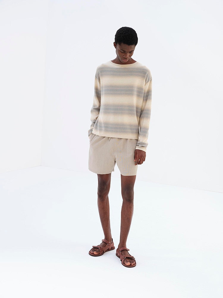 WOOL MAX CANVAS SHORTS - TOP GRAY BEIGE